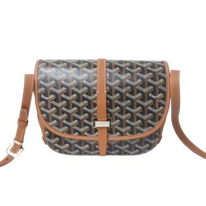Goyard Shoulder Belvedere Black Leather Brown Bag